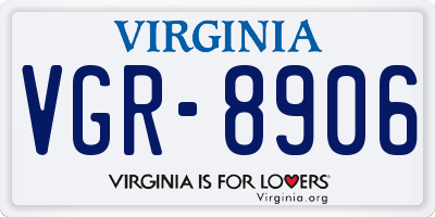 VA license plate VGR8906