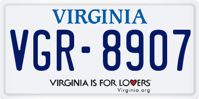 VA license plate VGR8907