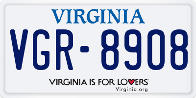 VA license plate VGR8908