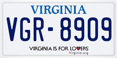 VA license plate VGR8909