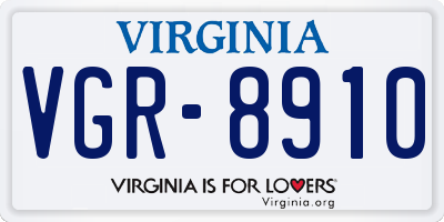 VA license plate VGR8910