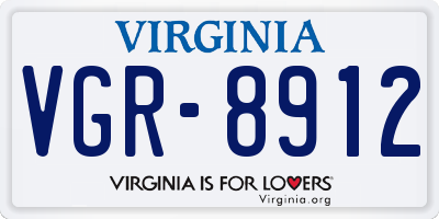 VA license plate VGR8912