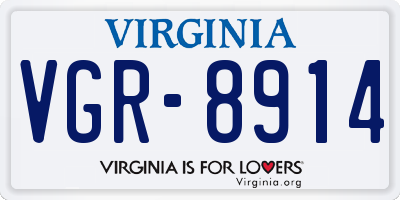 VA license plate VGR8914