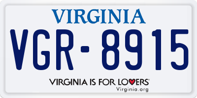 VA license plate VGR8915
