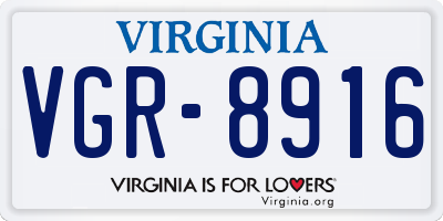 VA license plate VGR8916