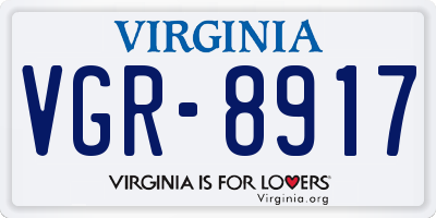 VA license plate VGR8917