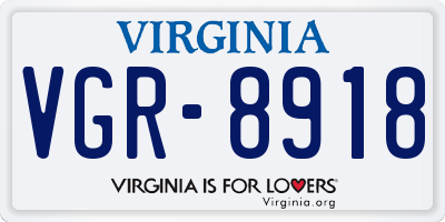 VA license plate VGR8918
