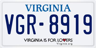 VA license plate VGR8919