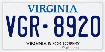 VA license plate VGR8920