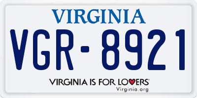 VA license plate VGR8921