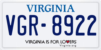 VA license plate VGR8922