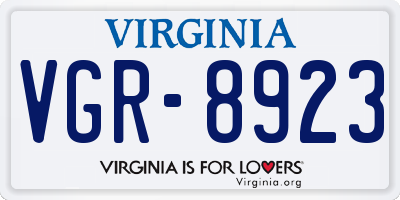 VA license plate VGR8923