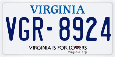 VA license plate VGR8924