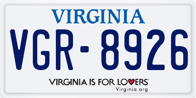 VA license plate VGR8926