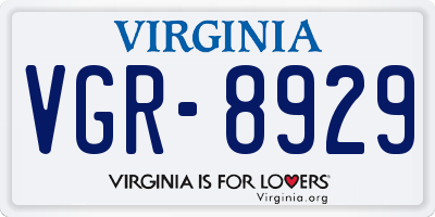 VA license plate VGR8929