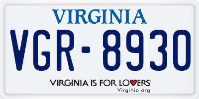 VA license plate VGR8930