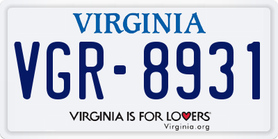 VA license plate VGR8931