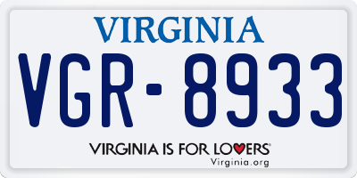 VA license plate VGR8933