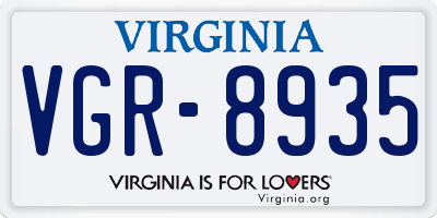 VA license plate VGR8935