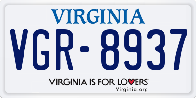 VA license plate VGR8937