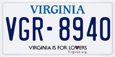 VA license plate VGR8940