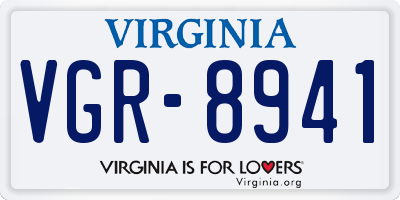 VA license plate VGR8941