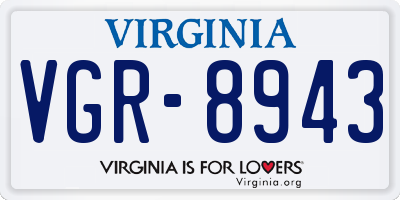 VA license plate VGR8943