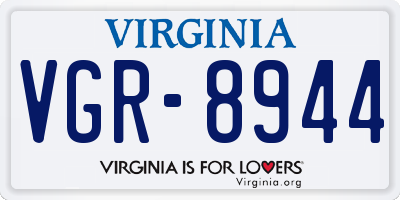 VA license plate VGR8944