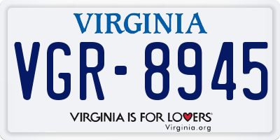 VA license plate VGR8945