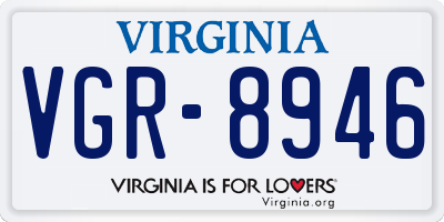 VA license plate VGR8946