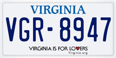 VA license plate VGR8947