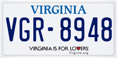 VA license plate VGR8948