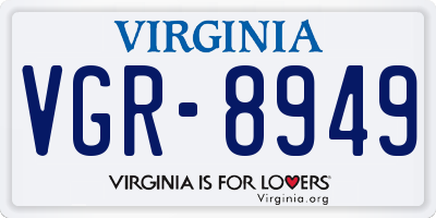VA license plate VGR8949