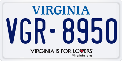 VA license plate VGR8950