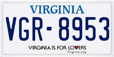 VA license plate VGR8953