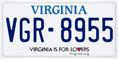 VA license plate VGR8955