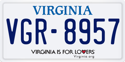 VA license plate VGR8957