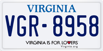 VA license plate VGR8958
