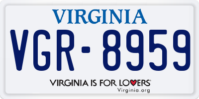 VA license plate VGR8959