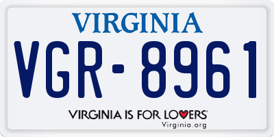 VA license plate VGR8961