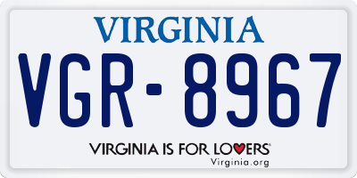 VA license plate VGR8967