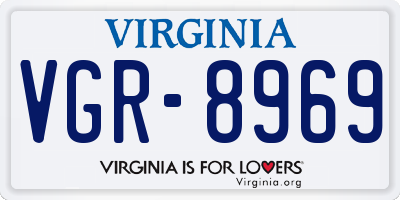 VA license plate VGR8969