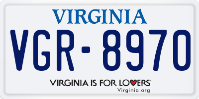VA license plate VGR8970