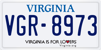 VA license plate VGR8973