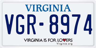 VA license plate VGR8974