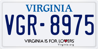 VA license plate VGR8975
