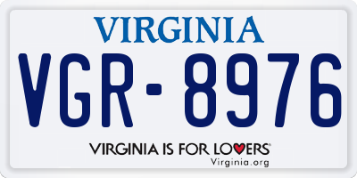 VA license plate VGR8976
