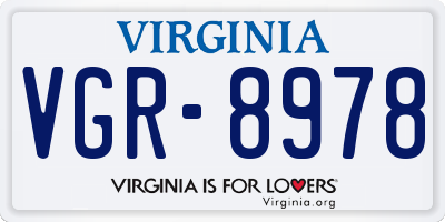 VA license plate VGR8978