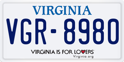 VA license plate VGR8980