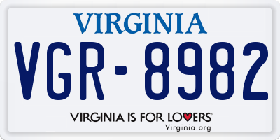 VA license plate VGR8982